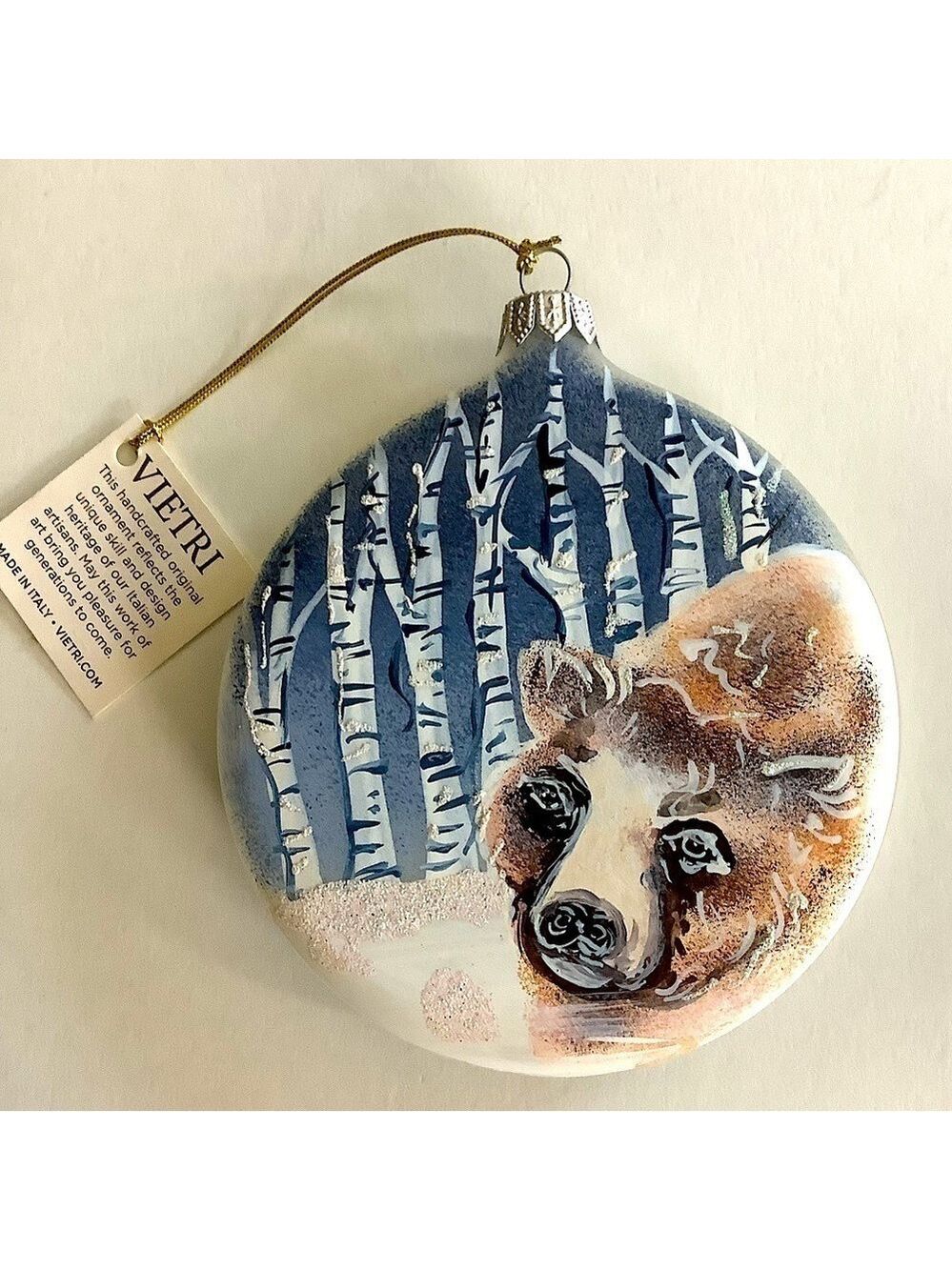 VIETRI Handpainted Ornament “Into The Woods” Bear New